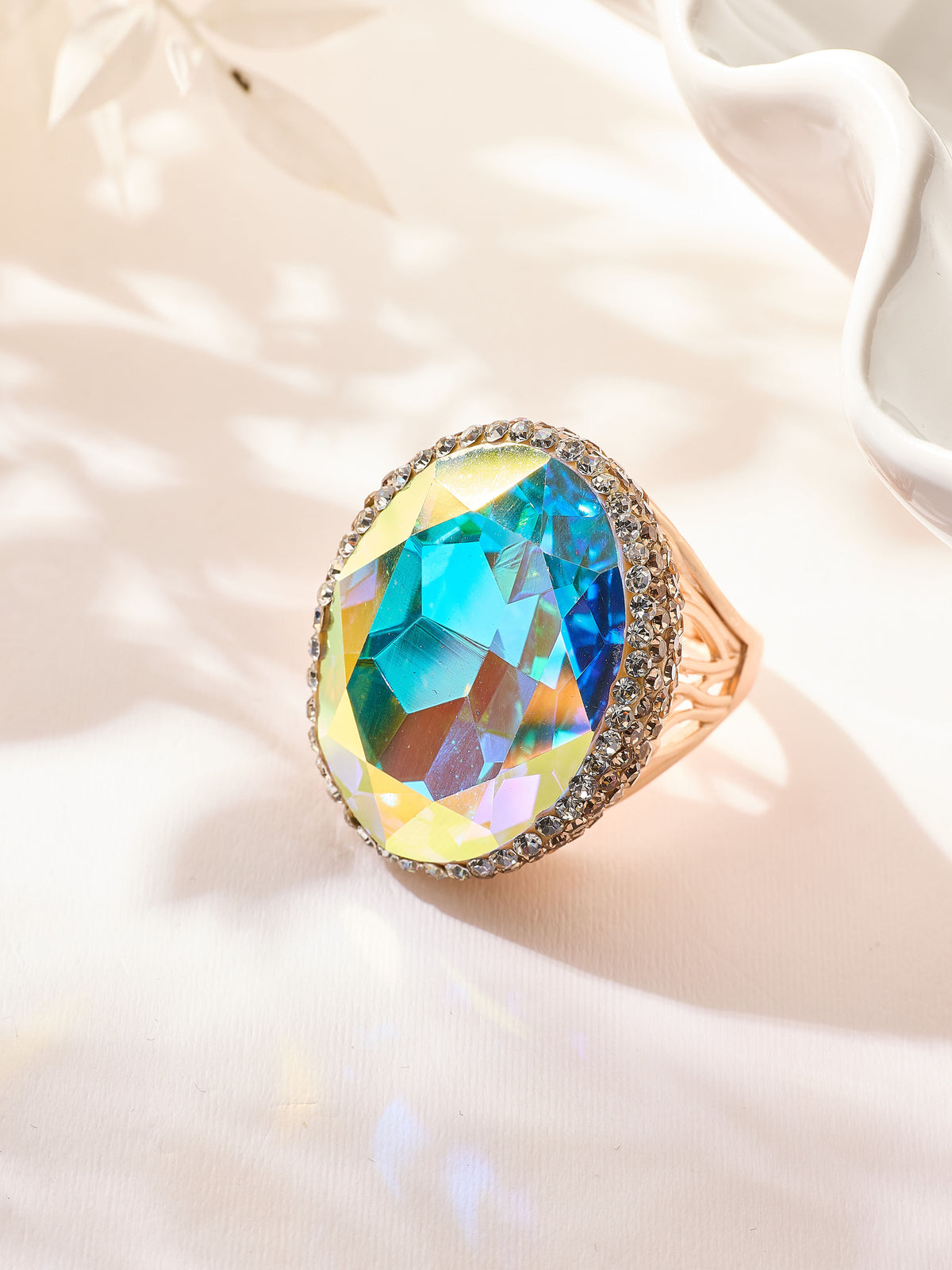 Crystal Pavé Cocktail Ring R2897-Gold - view 2