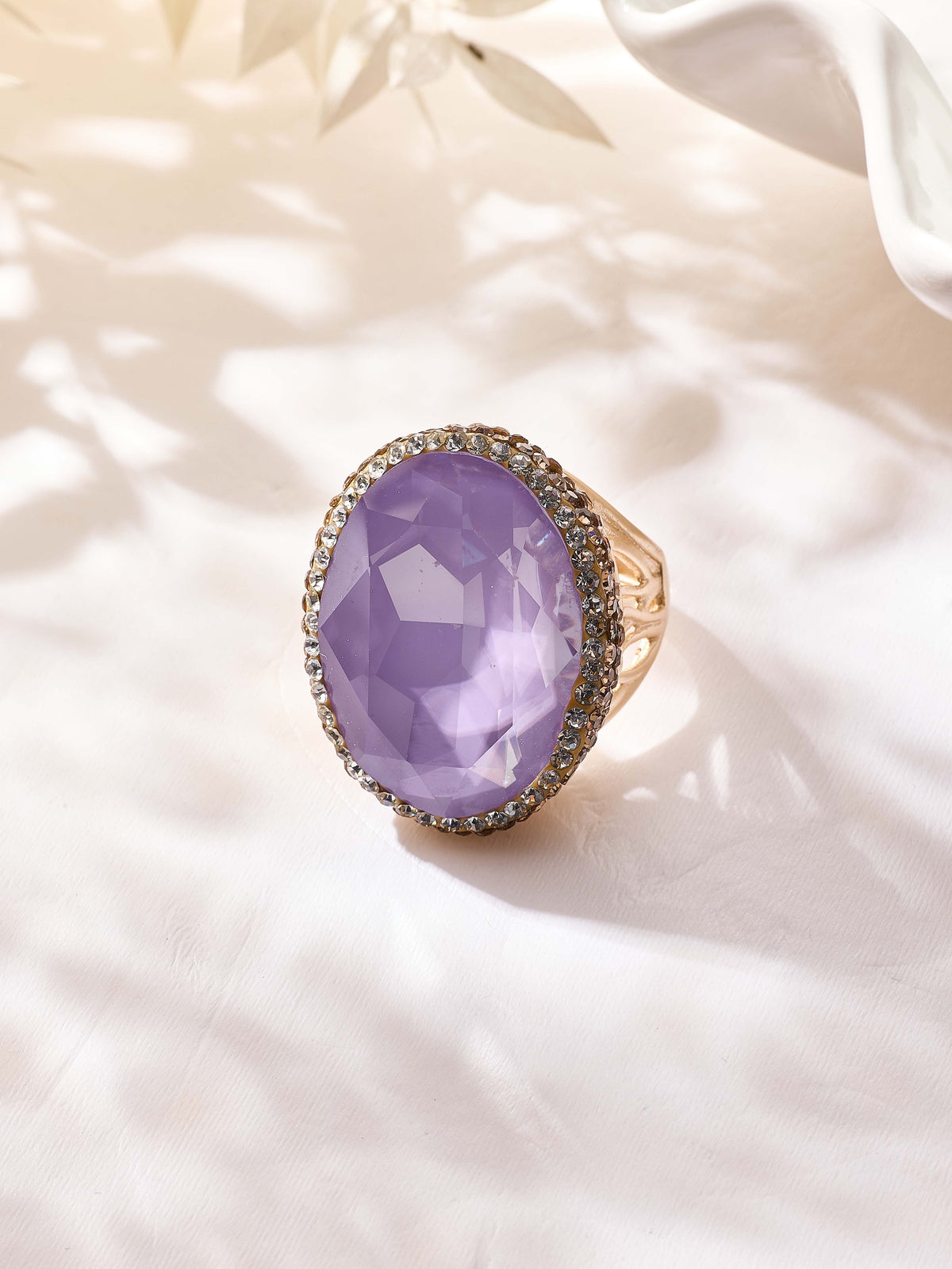 Crystal Pavé Cocktail Ring R2897-Gold - view 4