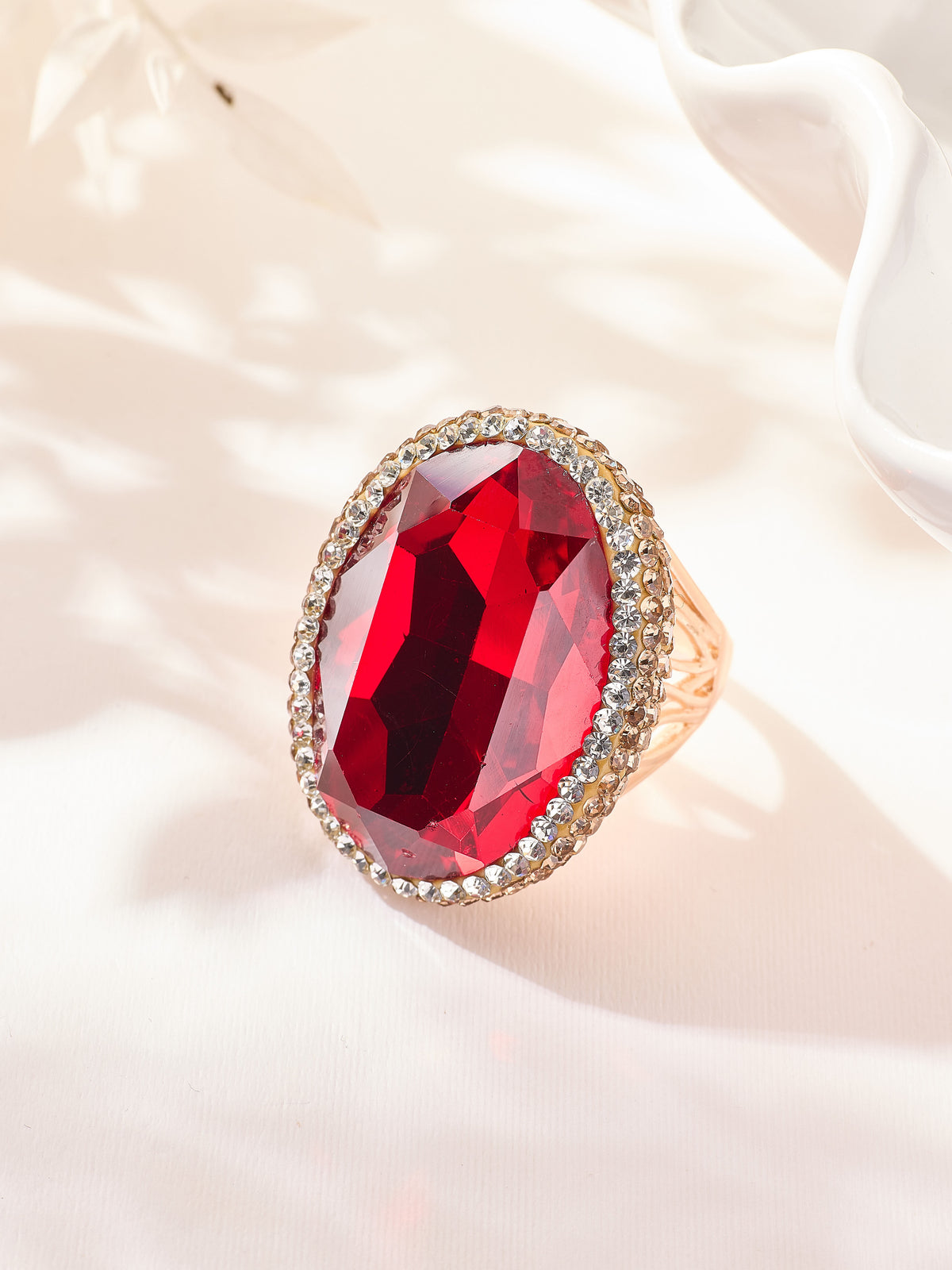 Crystal Pavé Cocktail Ring R2897-Gold