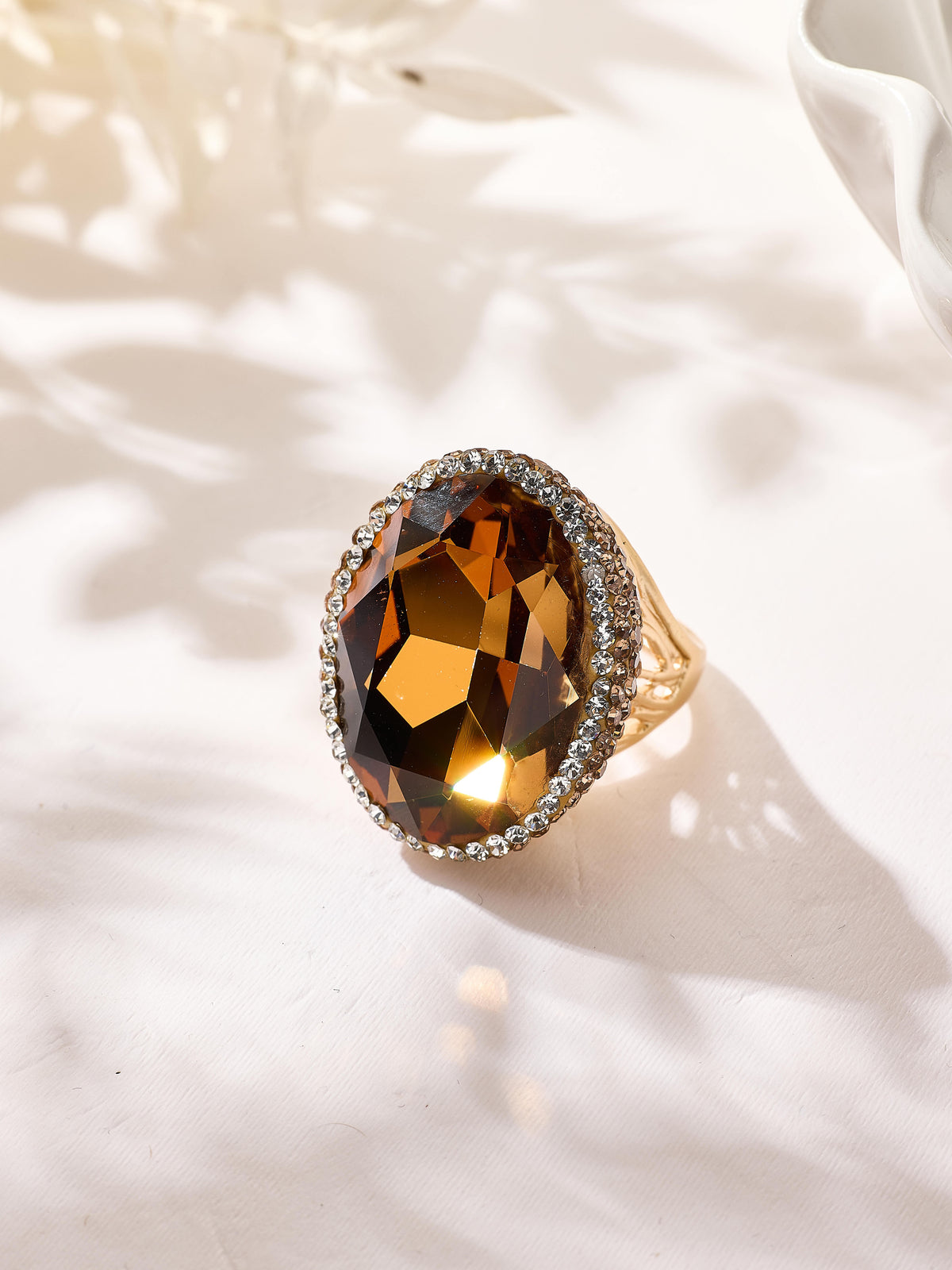 Crystal Pavé Cocktail Ring R2897-Gold - view 10