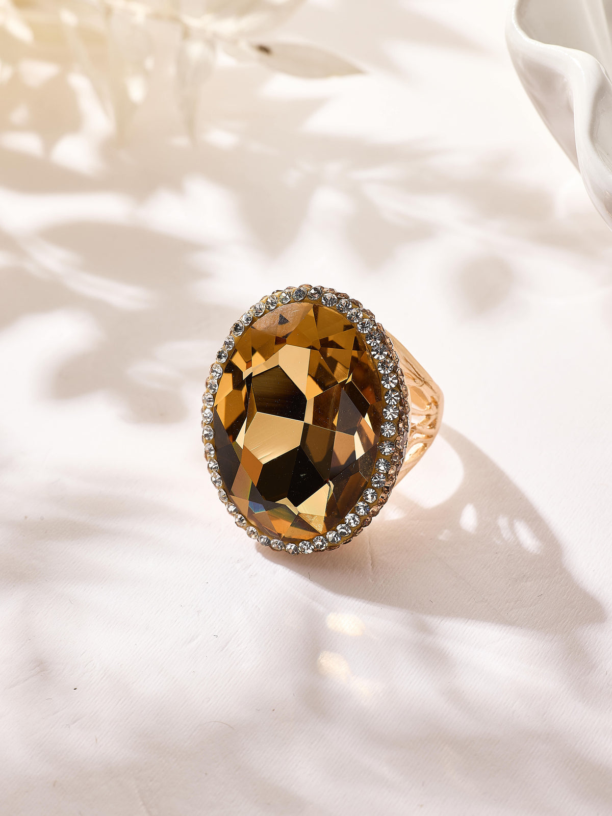Crystal Pavé Cocktail Ring R2897-Gold - view 14