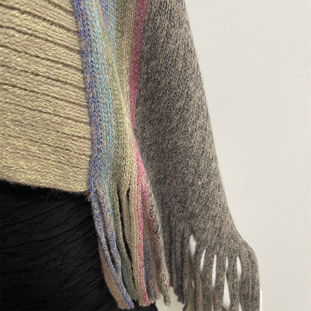 Striped Knit Scarves Cloak S0167