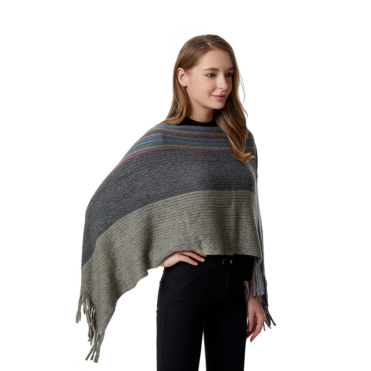 Striped Knit Scarves Cloak S0167