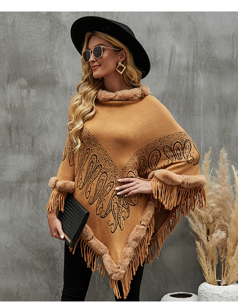 Collar Pullover Tassel Cape S0214
