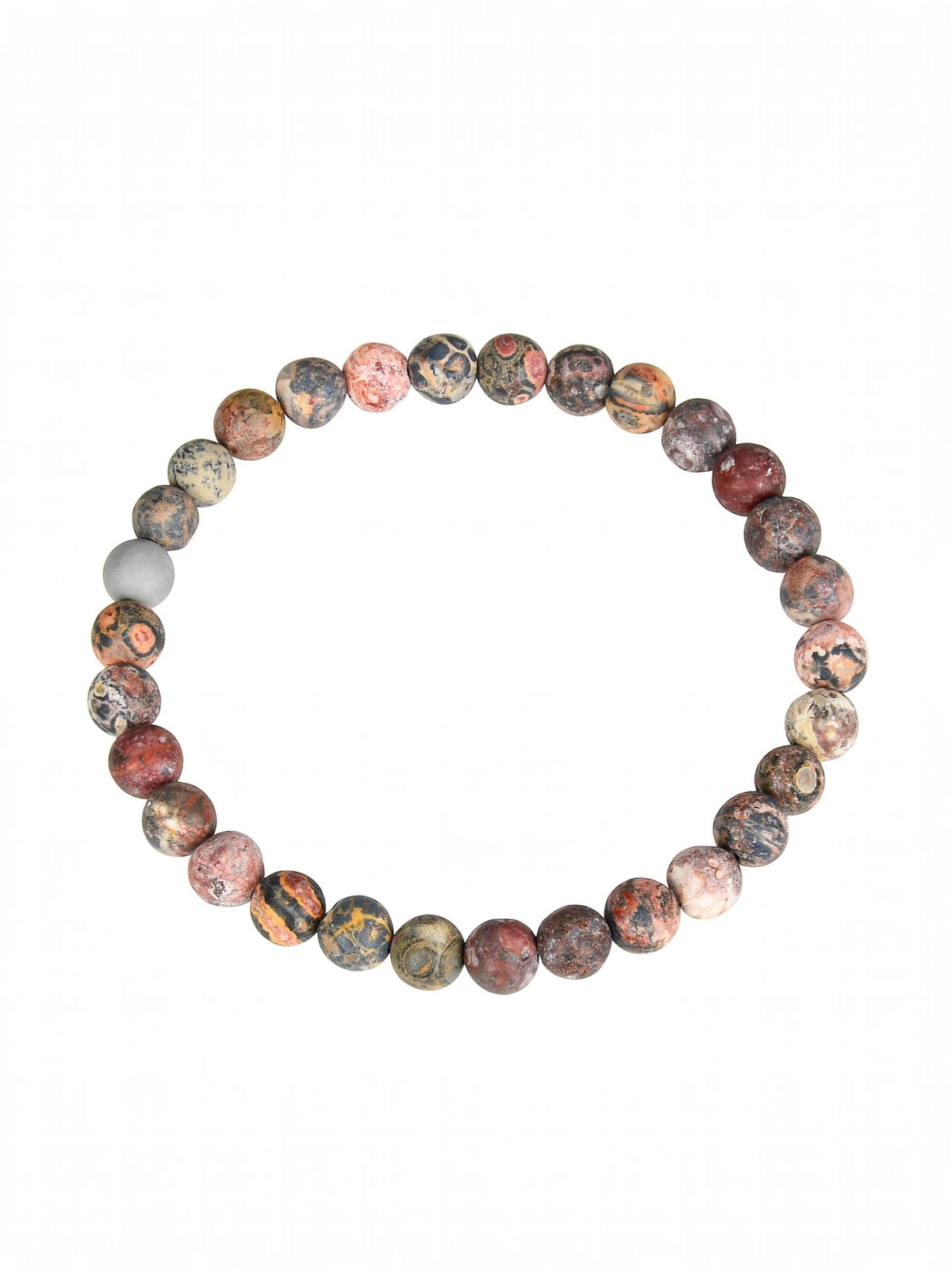 Red Leopard Skin Matte Stone Stretch Bracelet B2001-4MM - view 4