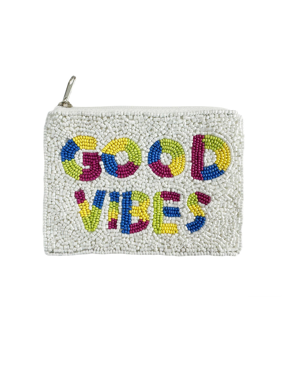GOOD VIBES Mini Beaded Coin Pouch LAC-MP-037