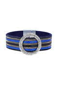 Fashion Style Rhinestone Magnetic Clasp Leather Bracelet B1930