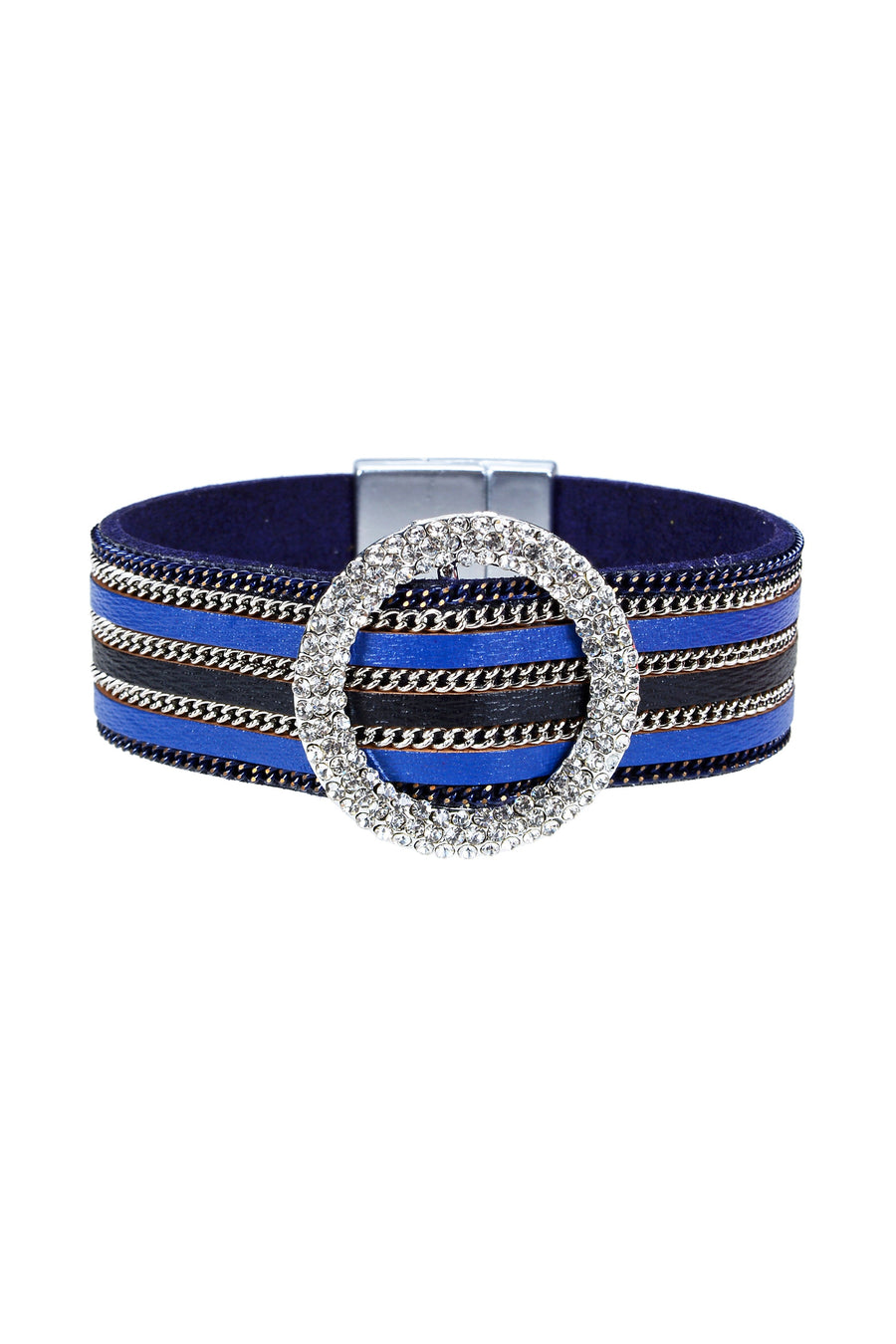 Fashion Style Rhinestone Magnetic Clasp Leather Bracelet B1930