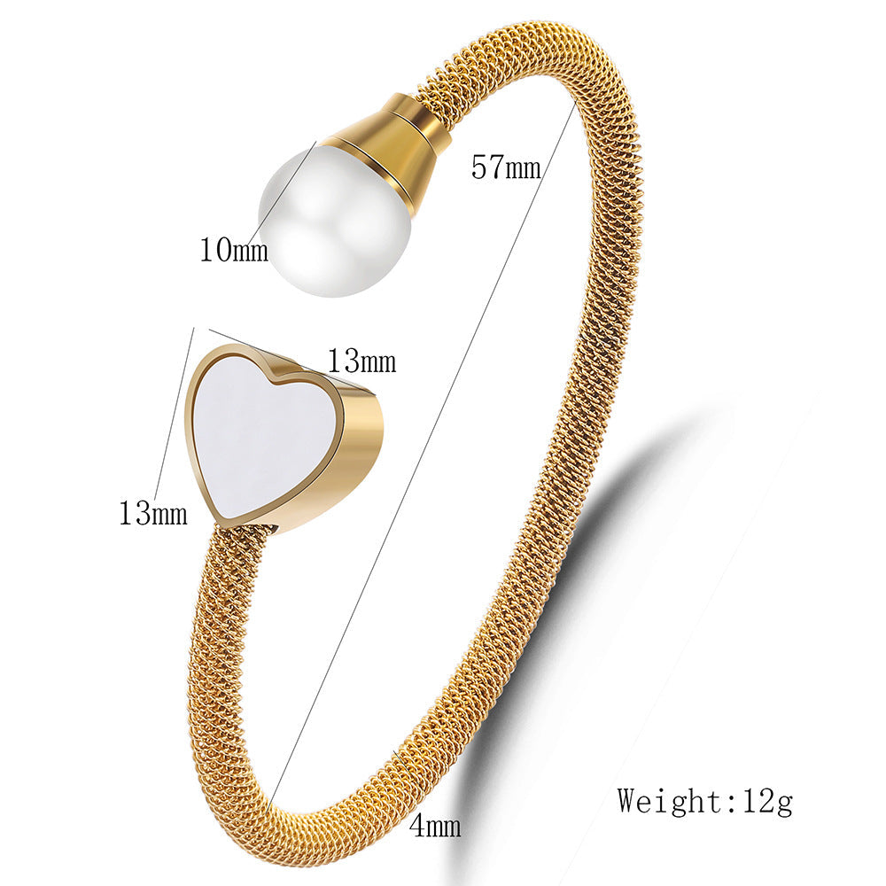 Heart Stainless Steel Cuff Bracelet B2600