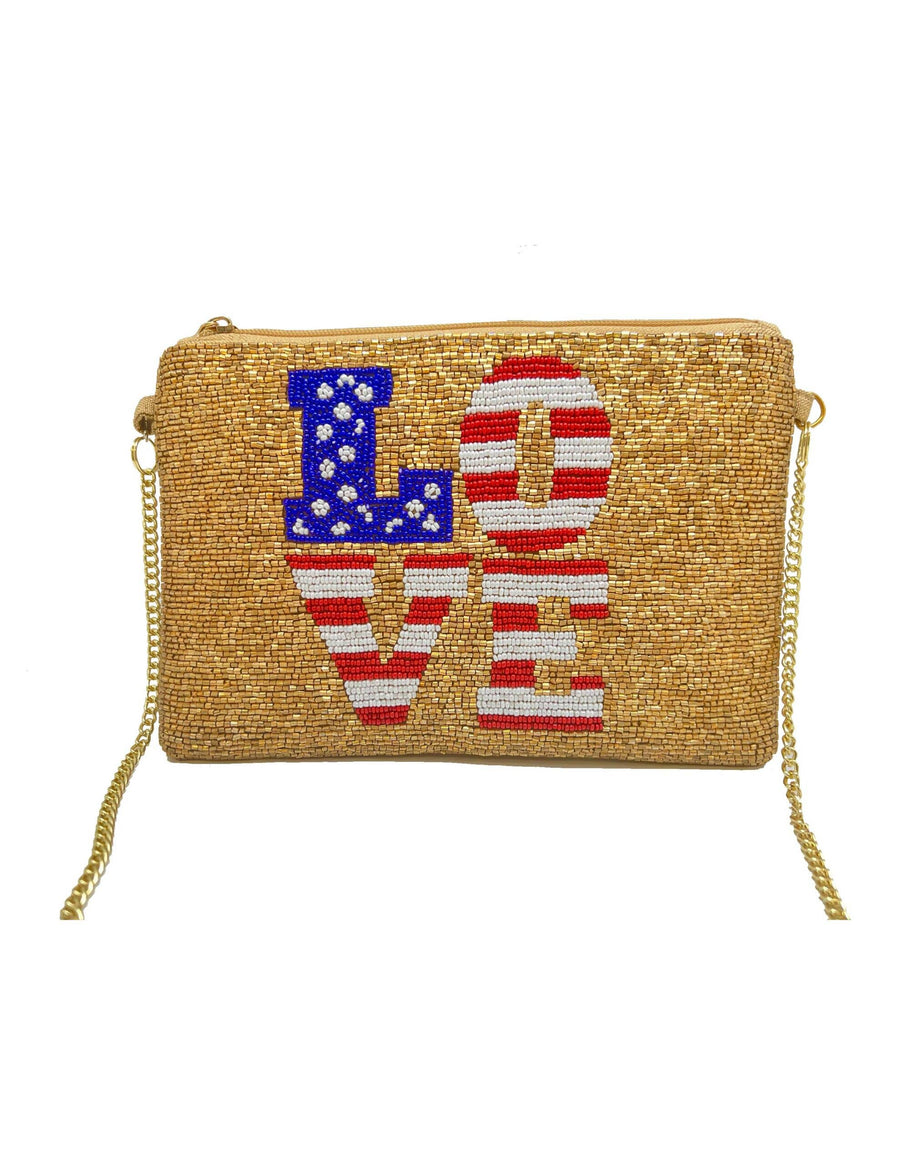 LOVE American Flag Beaded Clutch LAC-SS-571