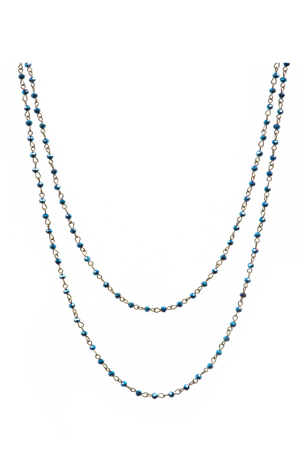 Crystal Beaded Chain Necklace N1163-171-BZ - view 2