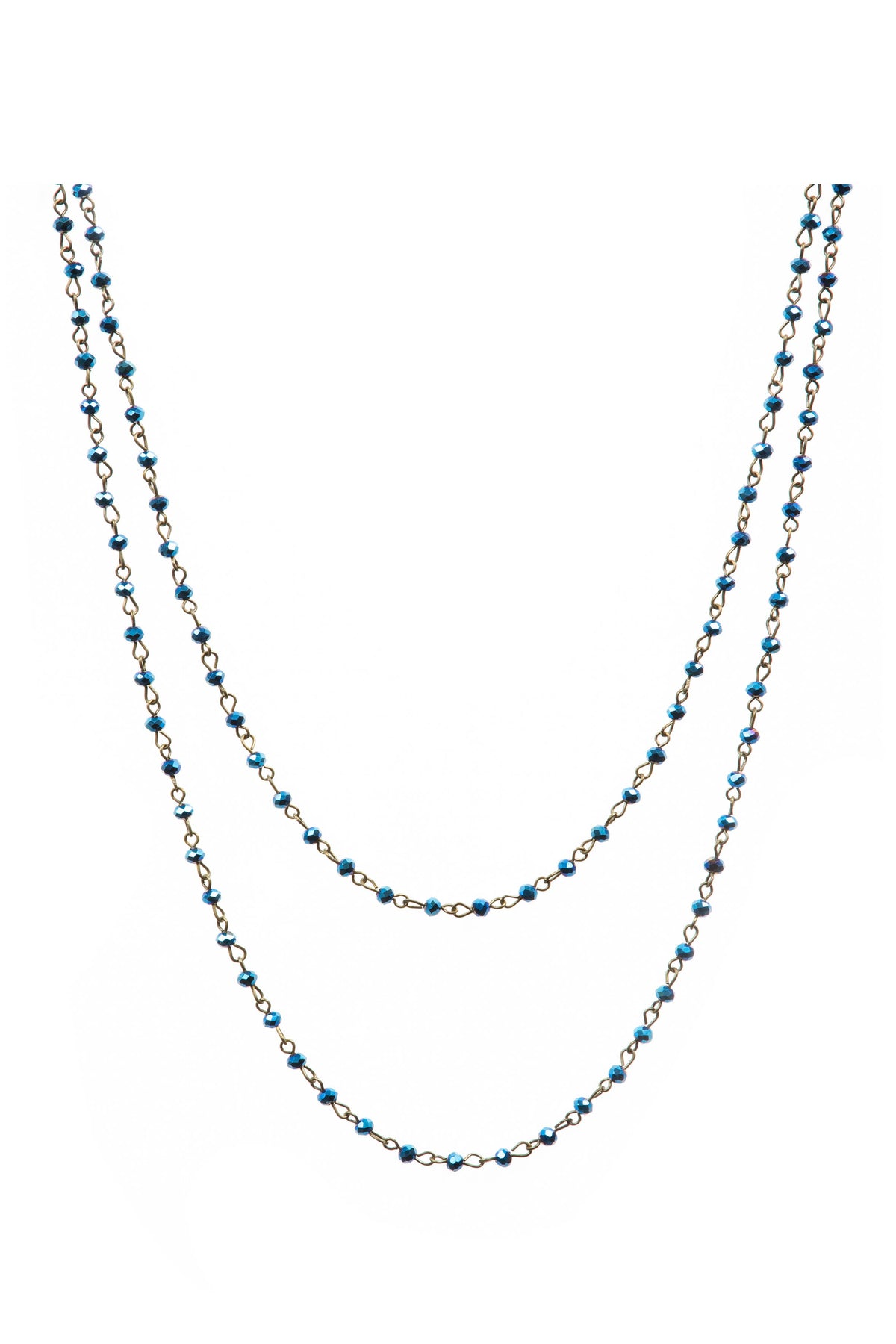 Crystal Beaded Chain Necklace N1163-171-BZ - view 2