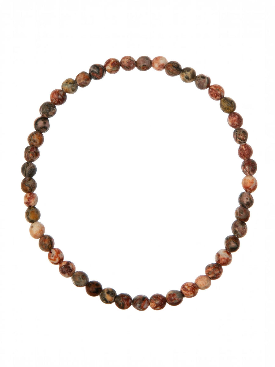 Red Leopard Skin Matte Stone Stretch Bracelet B2001-4MM