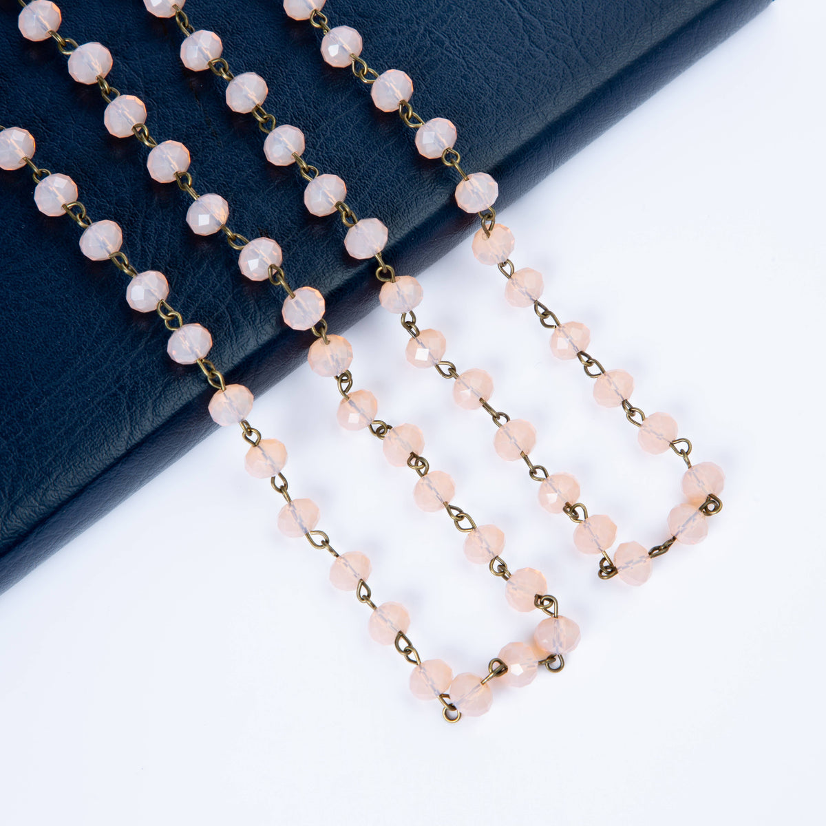 Crystal Beaded Chain Necklace N1163-24-Bronze
