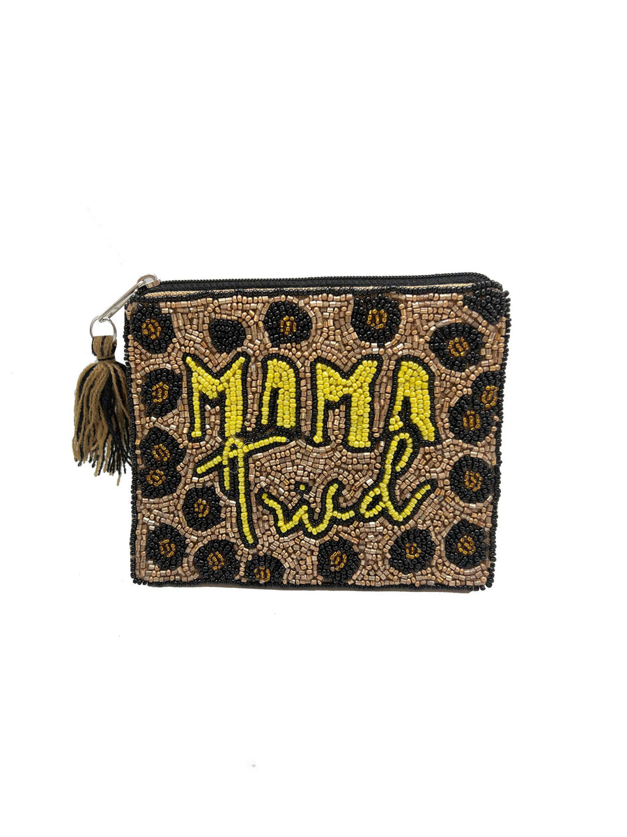 Mama Tried Cheetah Print Beaded Pouch LAC-CP-1106