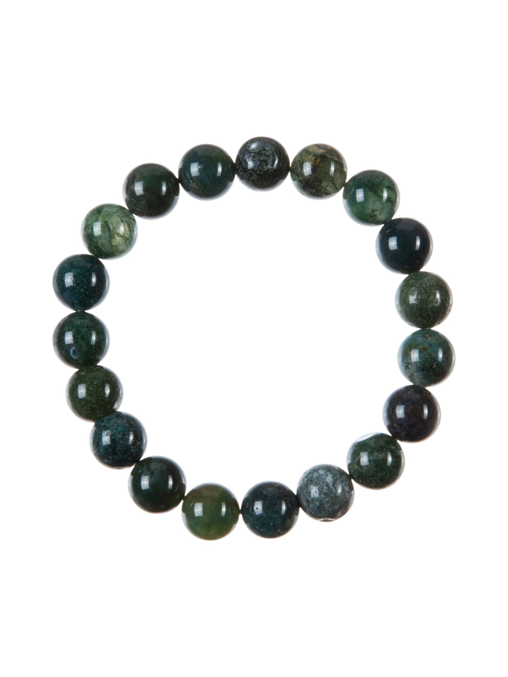 Moss Agate Stone Stretch Bracelet B3719-6MM - view 2